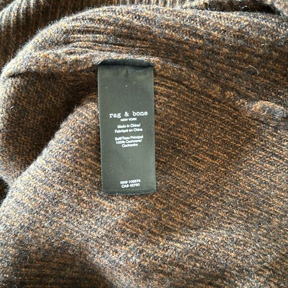 Rag & Bone Cashmere Pierce Slim Crew Sweater Chocolate Brown Multi Size L - Picture 7 of 7